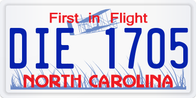NC license plate DIE1705