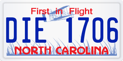 NC license plate DIE1706