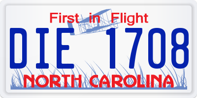 NC license plate DIE1708