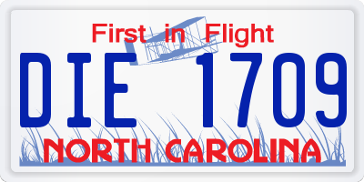 NC license plate DIE1709