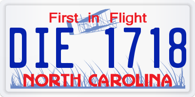 NC license plate DIE1718