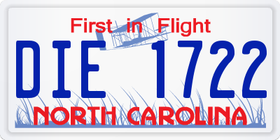 NC license plate DIE1722
