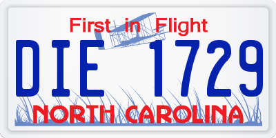 NC license plate DIE1729