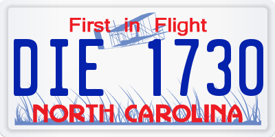 NC license plate DIE1730