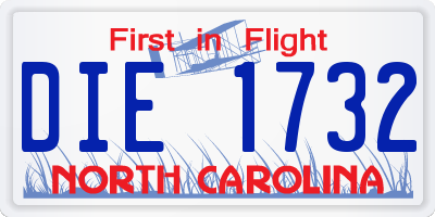 NC license plate DIE1732