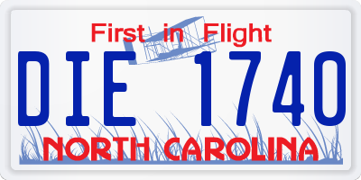NC license plate DIE1740