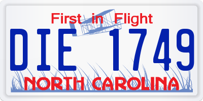 NC license plate DIE1749
