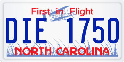 NC license plate DIE1750