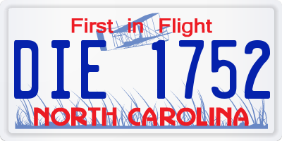 NC license plate DIE1752