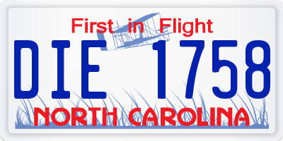 NC license plate DIE1758