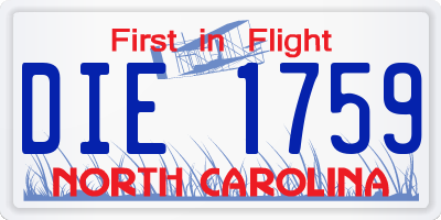 NC license plate DIE1759