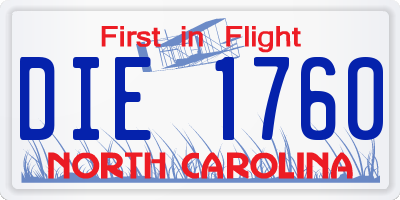 NC license plate DIE1760