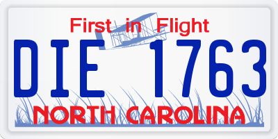 NC license plate DIE1763