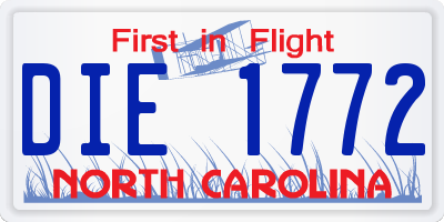 NC license plate DIE1772