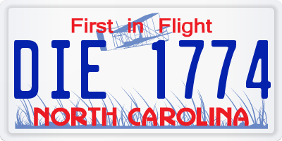 NC license plate DIE1774