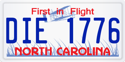 NC license plate DIE1776