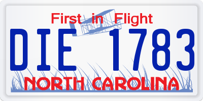 NC license plate DIE1783