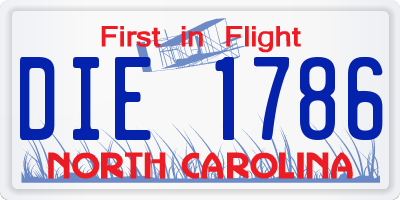 NC license plate DIE1786