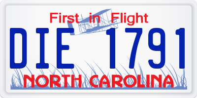 NC license plate DIE1791