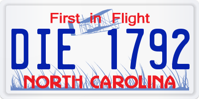 NC license plate DIE1792