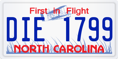 NC license plate DIE1799