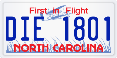 NC license plate DIE1801