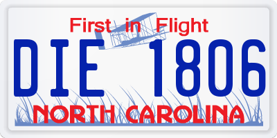 NC license plate DIE1806