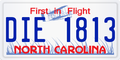 NC license plate DIE1813
