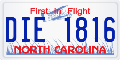 NC license plate DIE1816