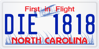 NC license plate DIE1818
