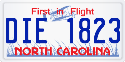 NC license plate DIE1823
