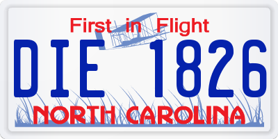 NC license plate DIE1826