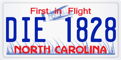 NC license plate DIE1828