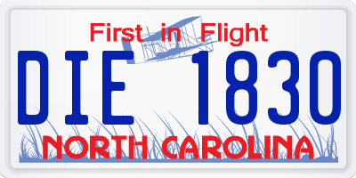 NC license plate DIE1830