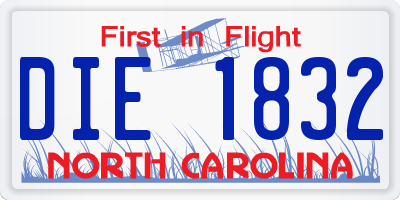 NC license plate DIE1832