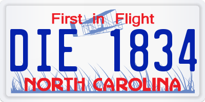 NC license plate DIE1834
