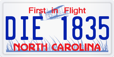 NC license plate DIE1835