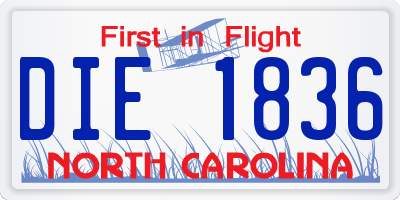 NC license plate DIE1836