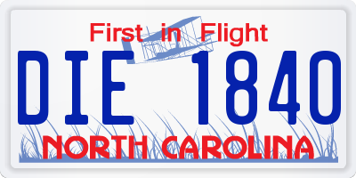 NC license plate DIE1840