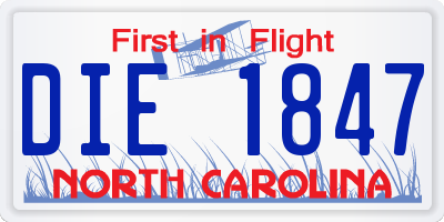 NC license plate DIE1847