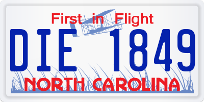 NC license plate DIE1849