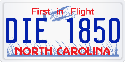 NC license plate DIE1850