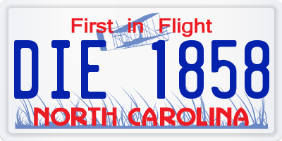 NC license plate DIE1858
