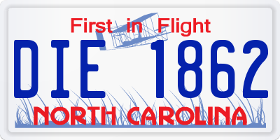 NC license plate DIE1862