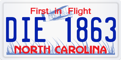 NC license plate DIE1863