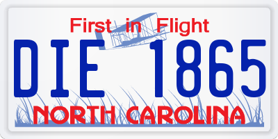 NC license plate DIE1865