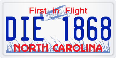 NC license plate DIE1868