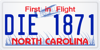 NC license plate DIE1871