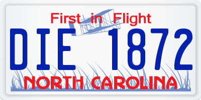 NC license plate DIE1872