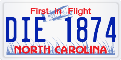 NC license plate DIE1874